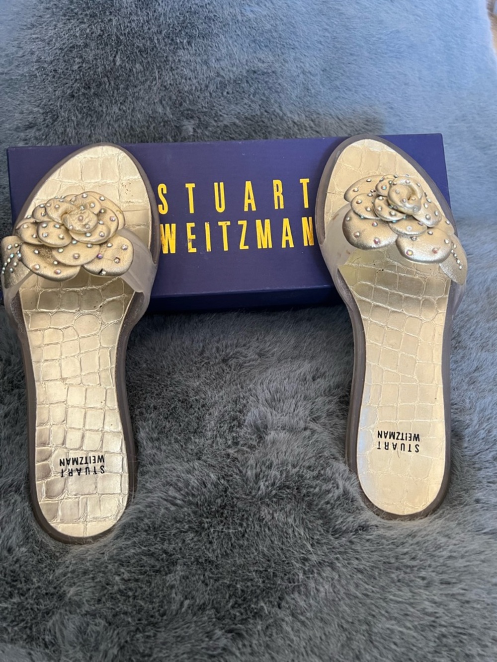 Stuart Weitzman Metallic Gold Slide Jelly